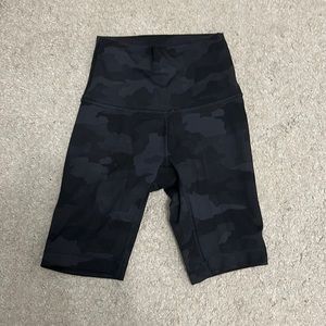 Lululemon, camo biker shorts